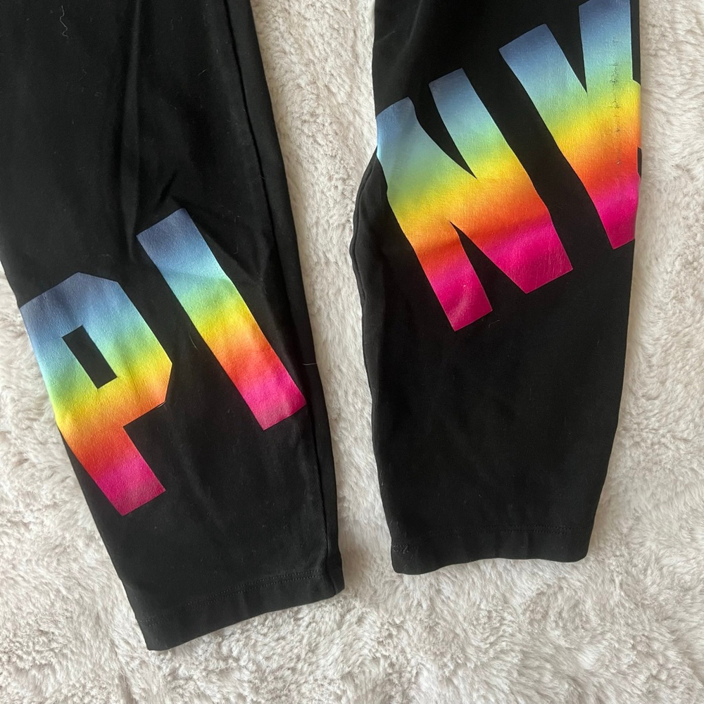 Women's PINK Victoria's Secret Black Rainbow Logo Yoga Leggings M - Picture 5 of 5